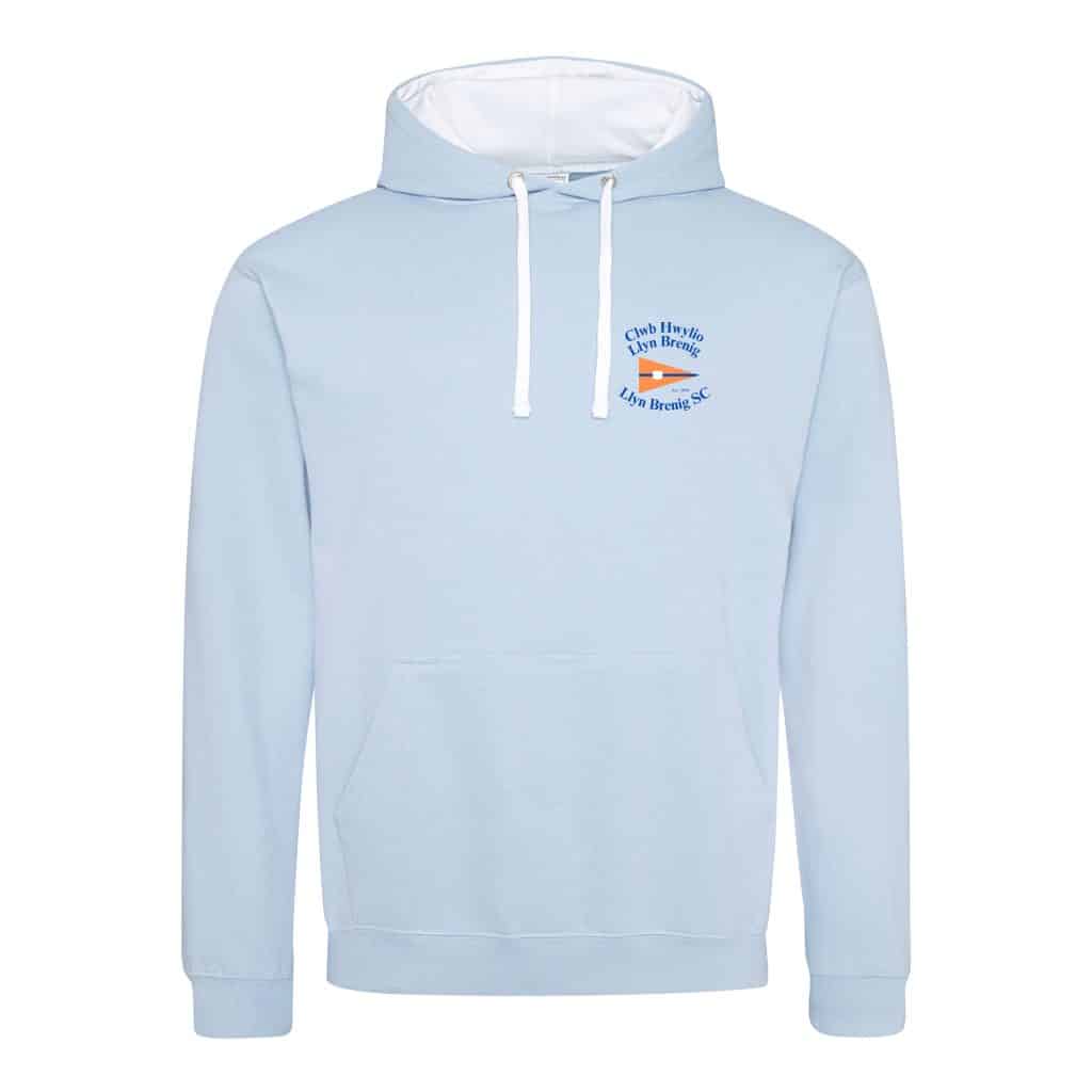 Llyn Brenig Sailing Club hoodie with small logo.