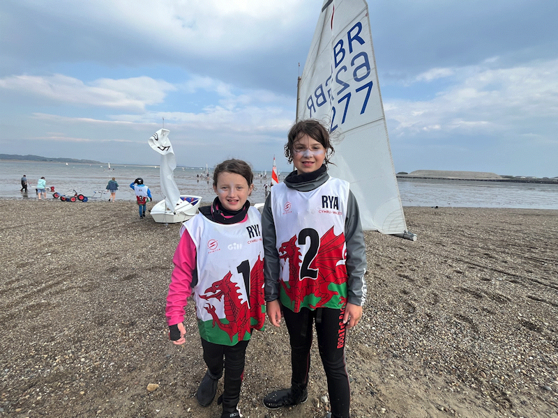 Two girls learning to sail at Llyn Brenig.